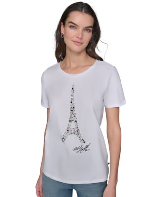 KARL LAGERFELD PARIS - omen's Jewel Eiffel Crewneck T-Shirt