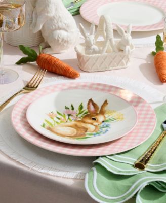 Gingham Dinner Plates, Set of 4