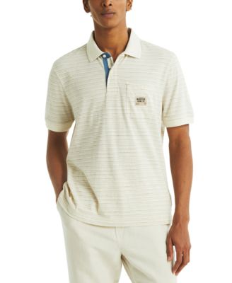 Men's Short Sleeve Textured Striped Polo Shirt