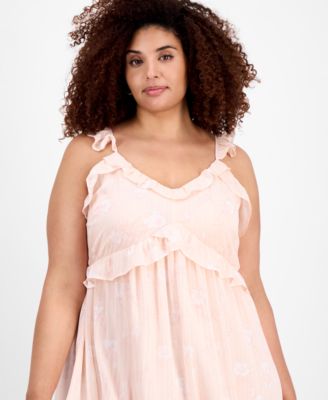 Trendy Plus Size V-Neck Ruffle-Trim Mini Dress, Exclusively at Macy's 