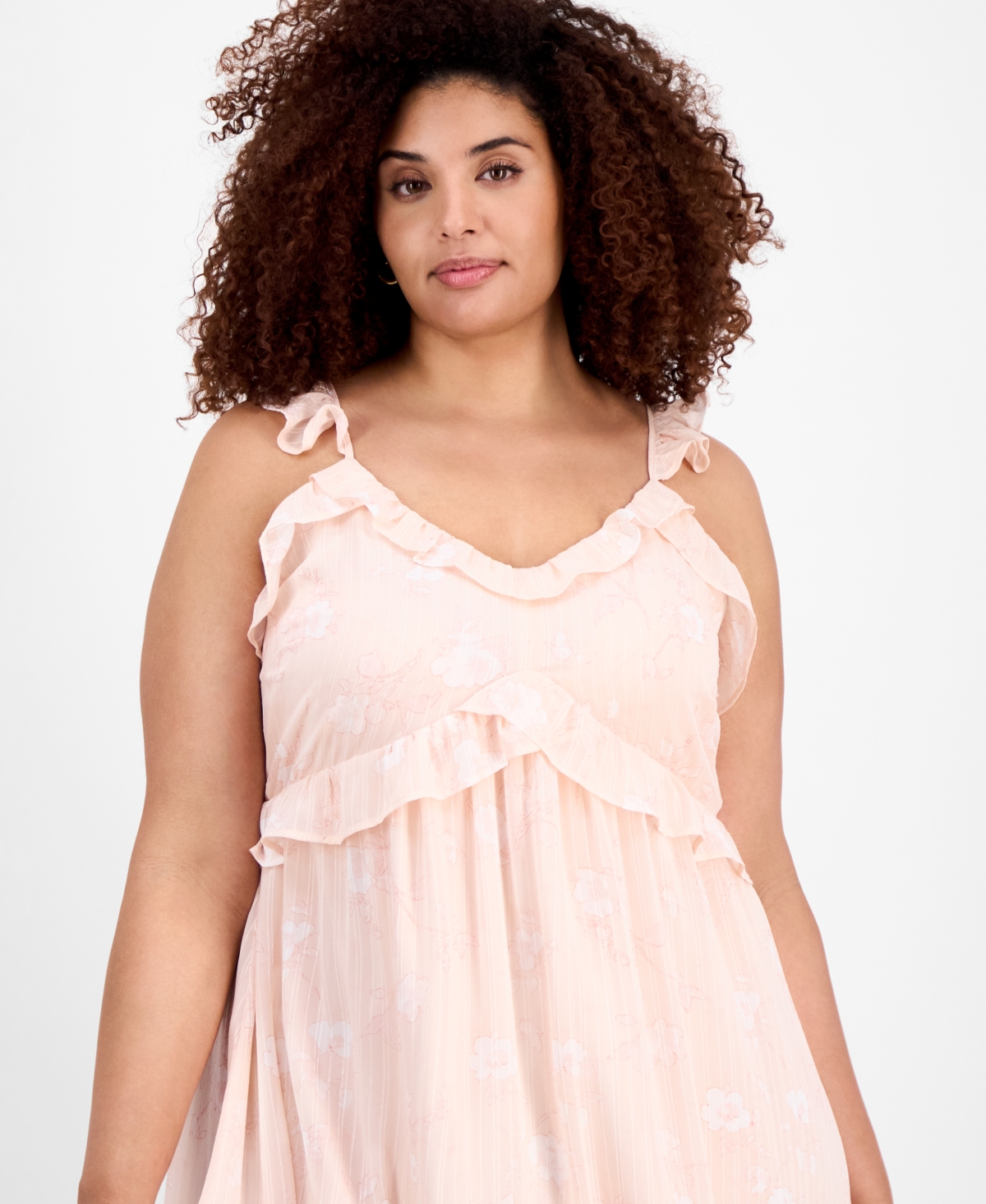 And Now This Trendy Plus Size V-neck Ruffle-trim Mini Dress, Exclusively At Macy's