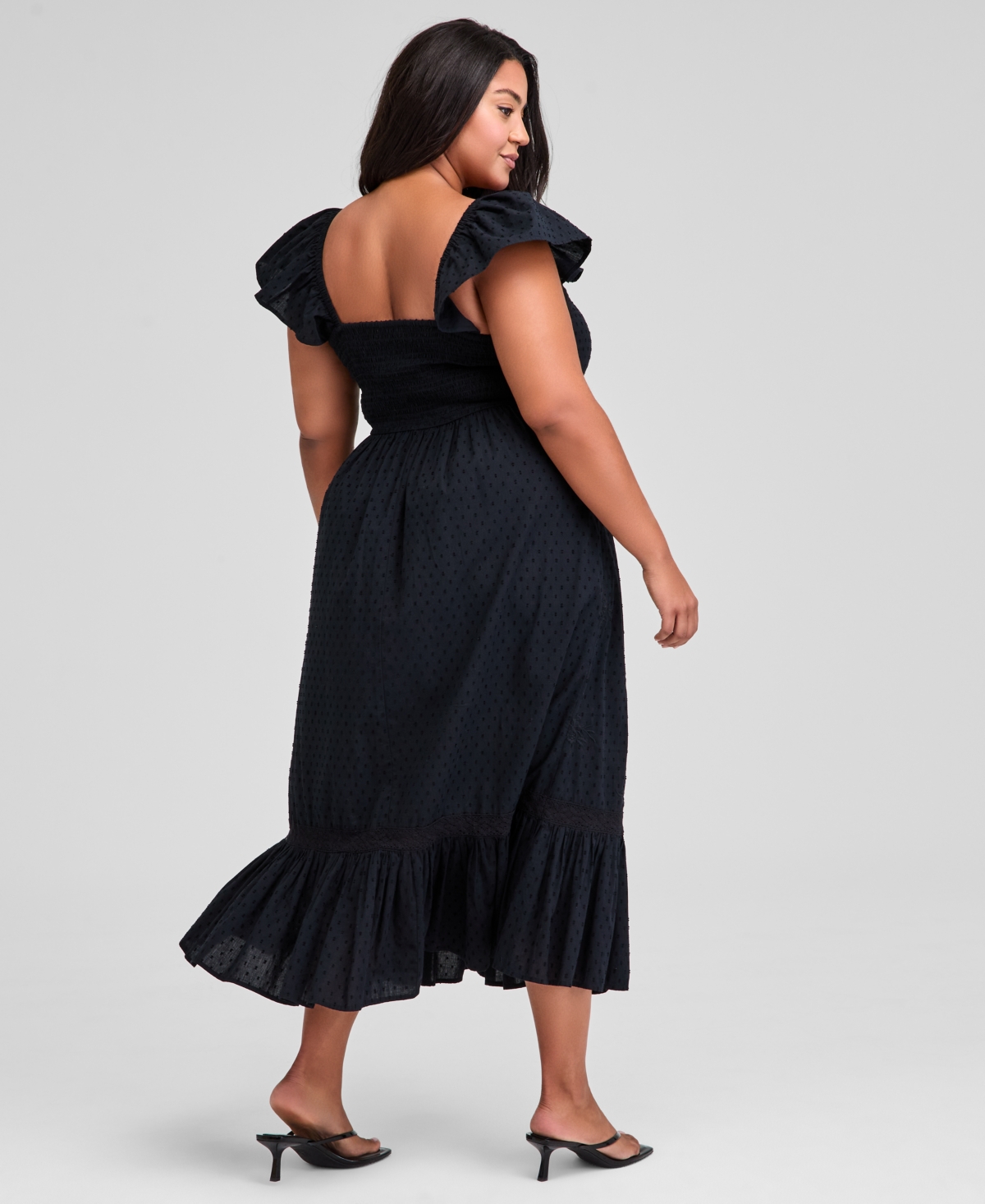 And Now This Trendy Plus Size Smocked Cotton Maxi Dress, Exclusively At Macy's In Black