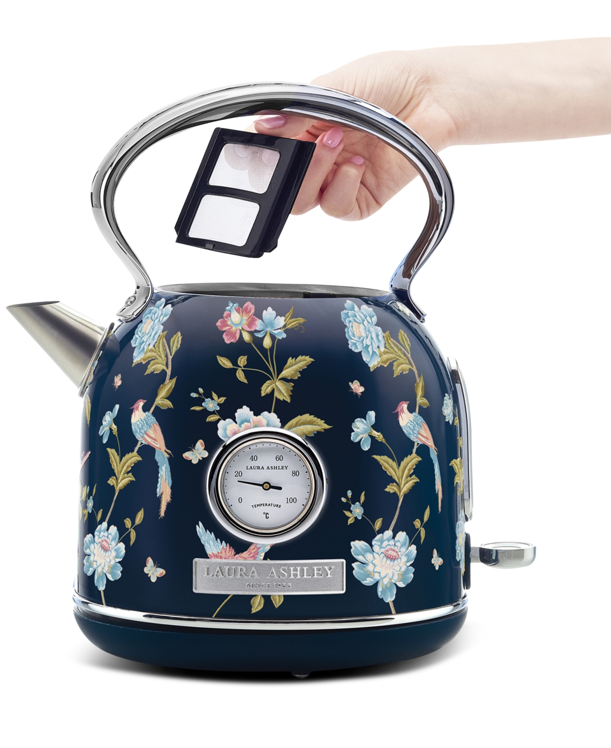 Laura Ashley Floral-print 1.7l Electric Dome Kettle In Elveden Navy