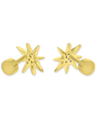 Cubic Zirconia Starburst Stud Earrings in 14k Gold-Plated Sterling Silver