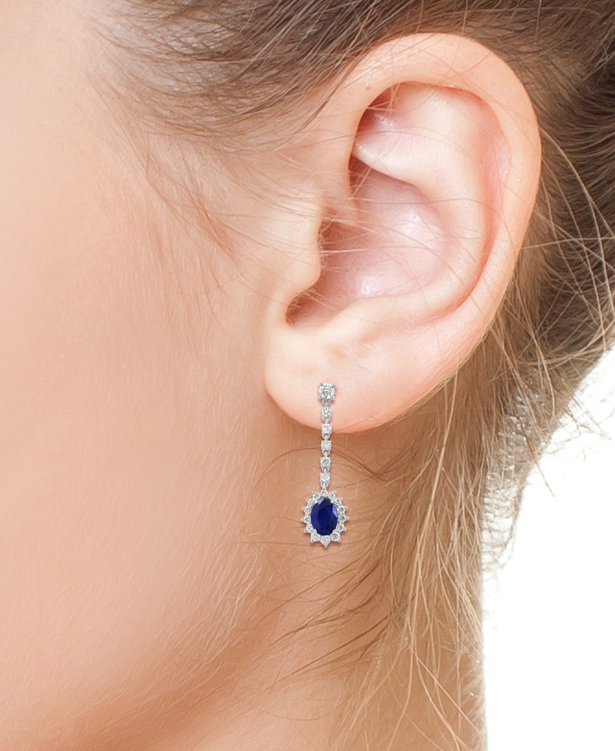 Effy Collection Effy Sapphire (1-7/8 Ct. T.w.) & Diamond (3/4 Ct. T.w.) Halo Drop Earrings In 14k White Gold In Sapphire