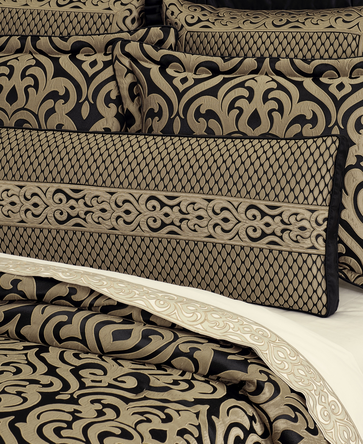 J Queen New York Bolero Bolster Decorative Pillow, 15" X 52" In Black