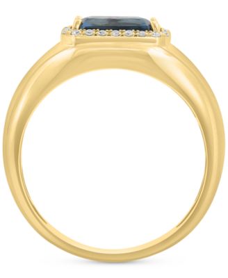 EFFY&reg; London Blue Topaz (2-1/3 ct. tw.) & Diamond (1/6 ct. t.w.) Ring in 14k Gold over Silver