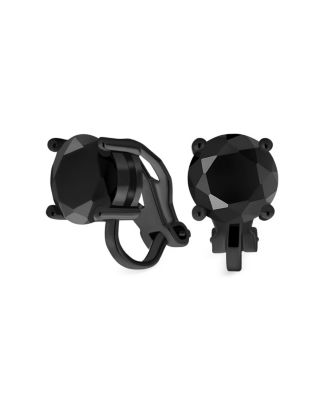Bling Jewelry 2CT Solitaire Round Cubic Zirconia Cz Clip On Stud Earrings Non Piercing - Black