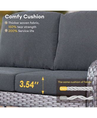 5-Piece Outdoor Wicker Patio Furniture Set, Double Resistance Rattan Rocking Chair and Coffee Table Conversation Set for Balcony Backyard and Deck with Soft Cushions and Metal Table