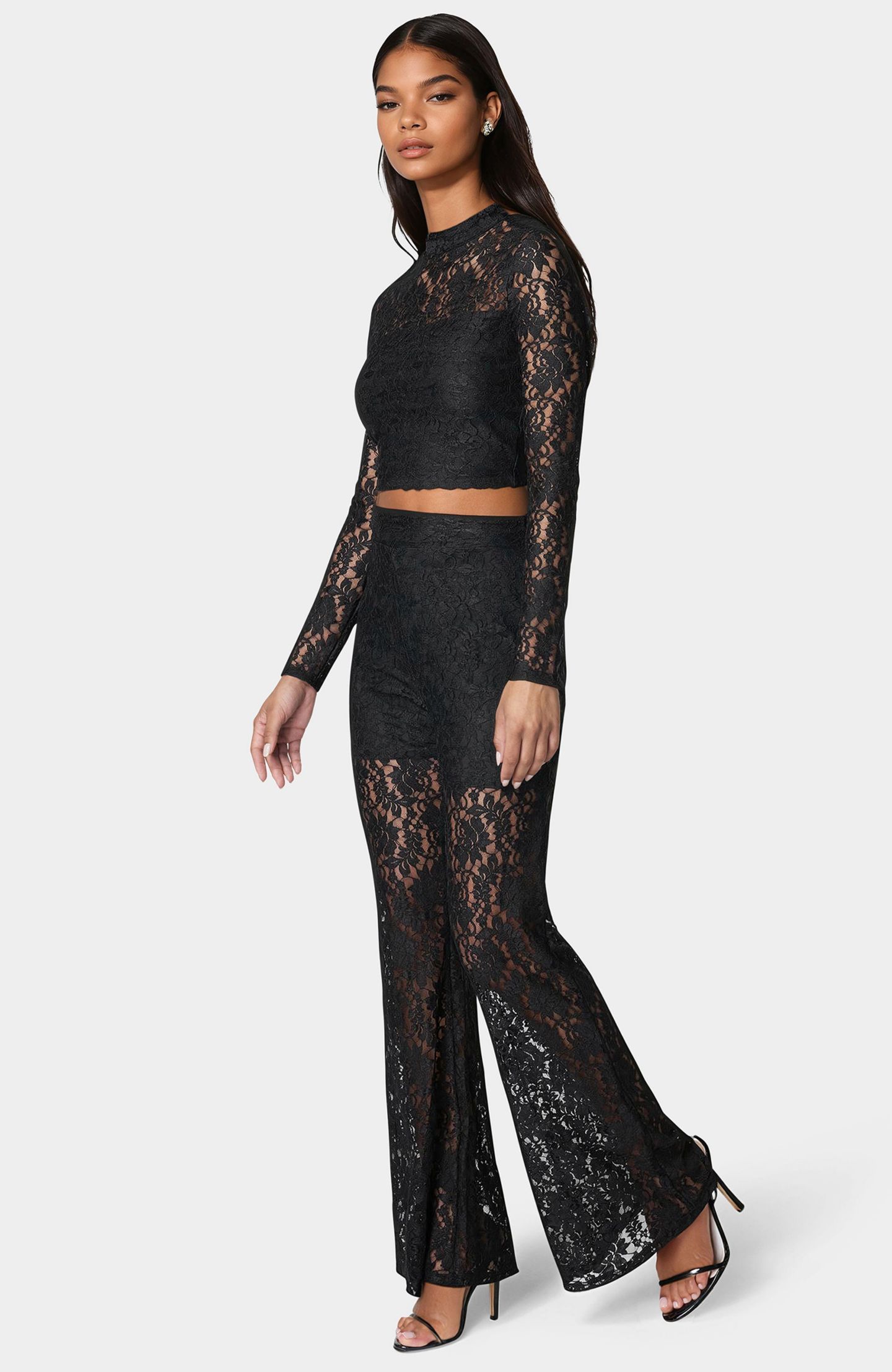 Женский комбинезон Bebe Two Piece Lace Jumpsuit, цвет: Чёрный — фото 2