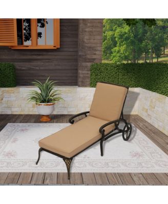Outdoor Chaise Lounge with Cushions Patio Lounge Chairs with Wheels & Adjustable Backrest Aluminium Pool Sun Lounges Chairs for Outside, Beige