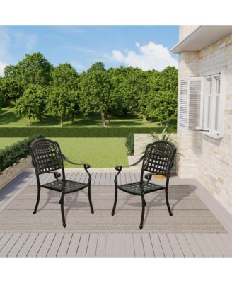 Set of 2 Cast Aluminum Outdoor Patio Chairs for Garden and Patio