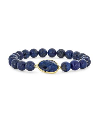 Bling Jewelry Stacking Stretch Bracelet with Natural Stone Lapis Amethyst Agate & Turquoise 8MM - Blue lapis lazuli