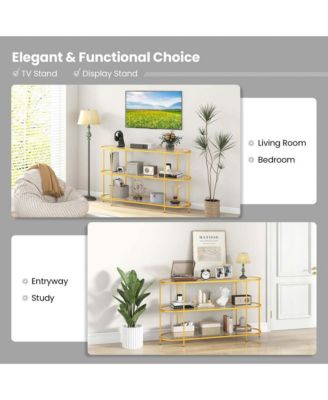 3-Tier TV Stand for TVs up to 65" with Tempered Glass Shelves TV Console Table