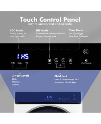 2.6 Cu.ft Compact Clothes Dryer with Touch Panel and 2 Modes