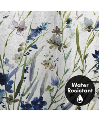 Floral Lavender Water-Resistant Polyester Shower Curtain, 71x74