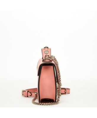 Women s Pink Leather Crossbody Bag Studded Shoulder Purse with Top Handle Embellished Handbag for Evening & Casual Outfits