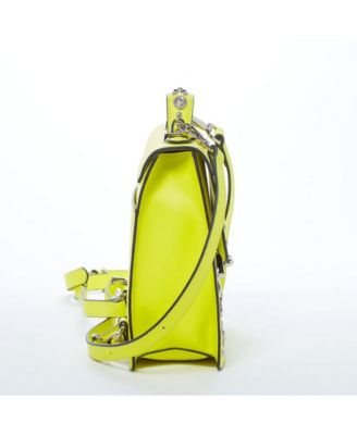 Convertible Leather Backpack Purse Yellow Crossbody Bag with Embellishments and Top Handle Women's Handbag