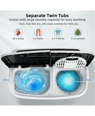 13 lbs Portable Mini Twin Tub Spinner Semi-Automatic Washing Machine