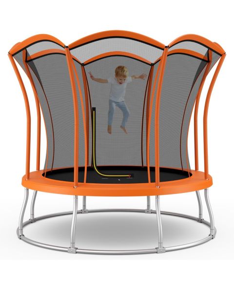 Детская игрушка Slickblue Flower-Shaped 10' x 10' Galvanized Steel Frame Trampoline, 425 lb Capacity, от 3 лет, цвет: Оранжевый