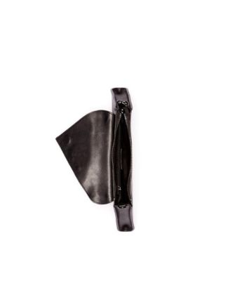 Black Leather Clutch Bag Leopard Unique Evening Purse Women's Handbag