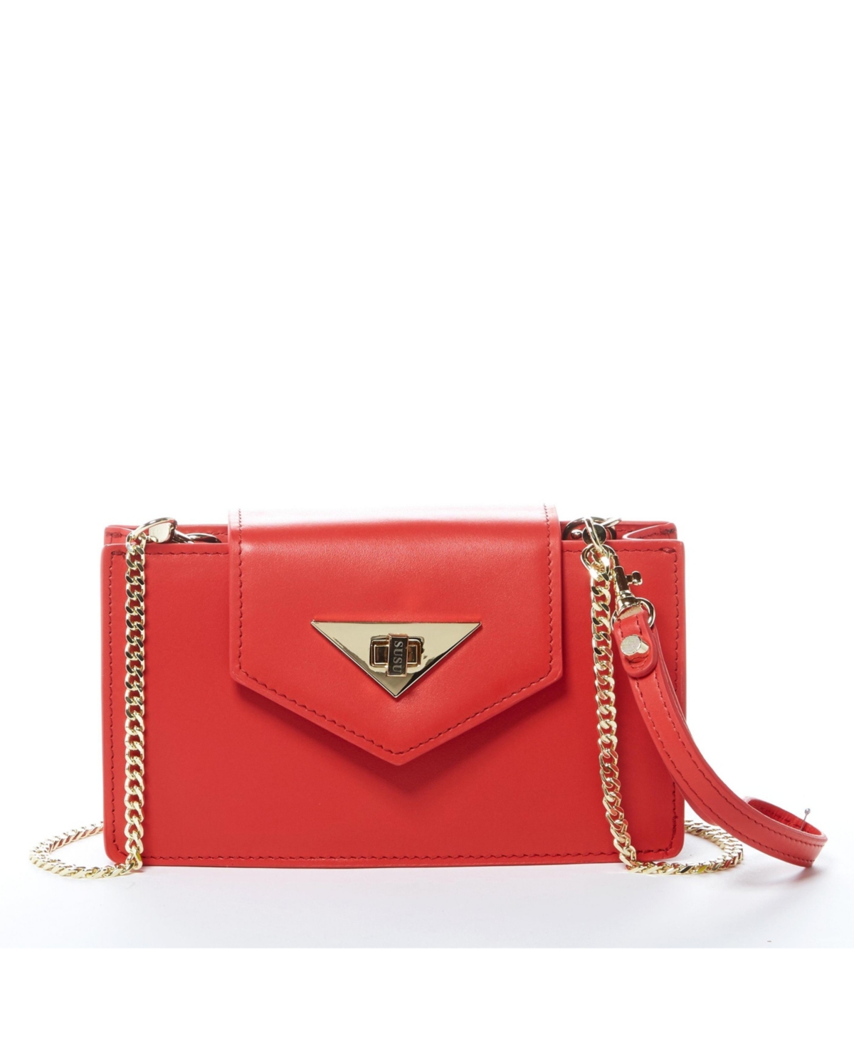 Mini Crossbody Bag Small Leather Red Purse Wristlet Women's Handbag - Fiery red