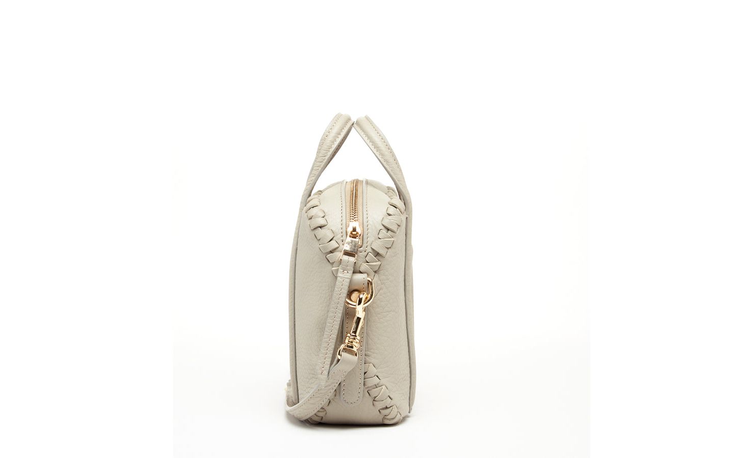 Женская сумка SUSU The Evelyn Gray Leather Crossbody, цвет: Серо-бежевый / Бежевый — фото 3