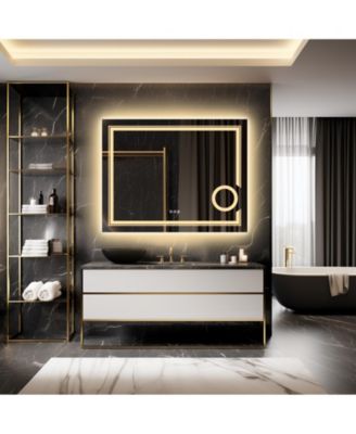 23.6 x 31.5 In Led Backlit Light Bathroom Wall Mounted Vanity Mirror 3X Magnifier