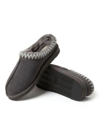 Dearfoams Dearfoams Men's Fireside by Grafton Genuine Shearling Clog Slipper with Embroidery