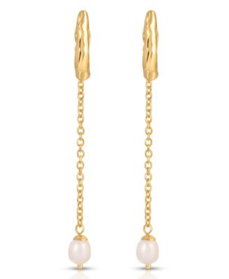 Linear Lux Cultivated Pearl Drop Earrings