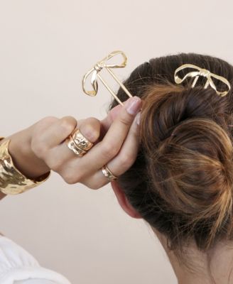 Bow Gold Tone Hair Pin