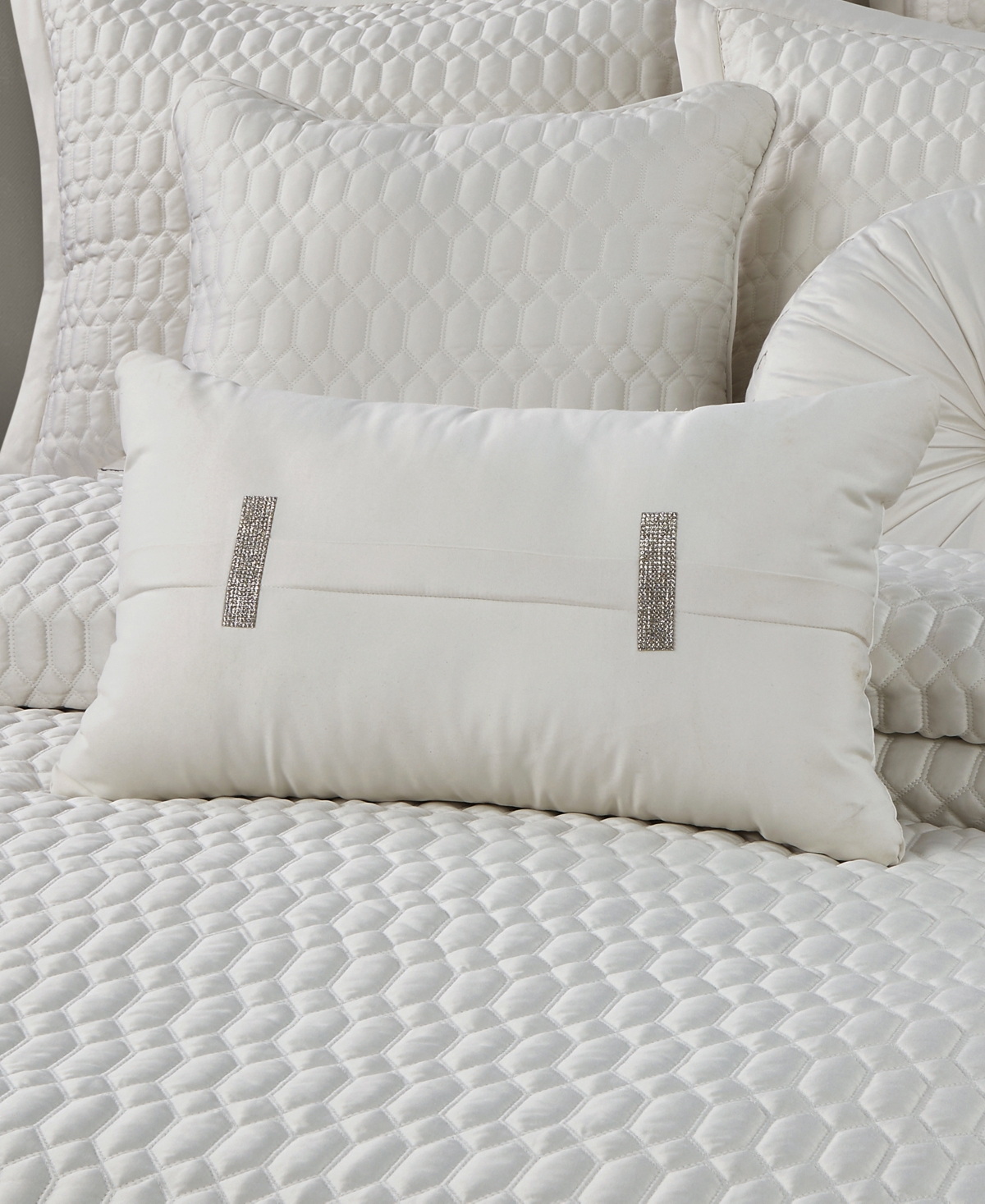 J Queen New York Brilliance Quilted Boudoir Decorative Pillow, 12" X 20" In Ivory