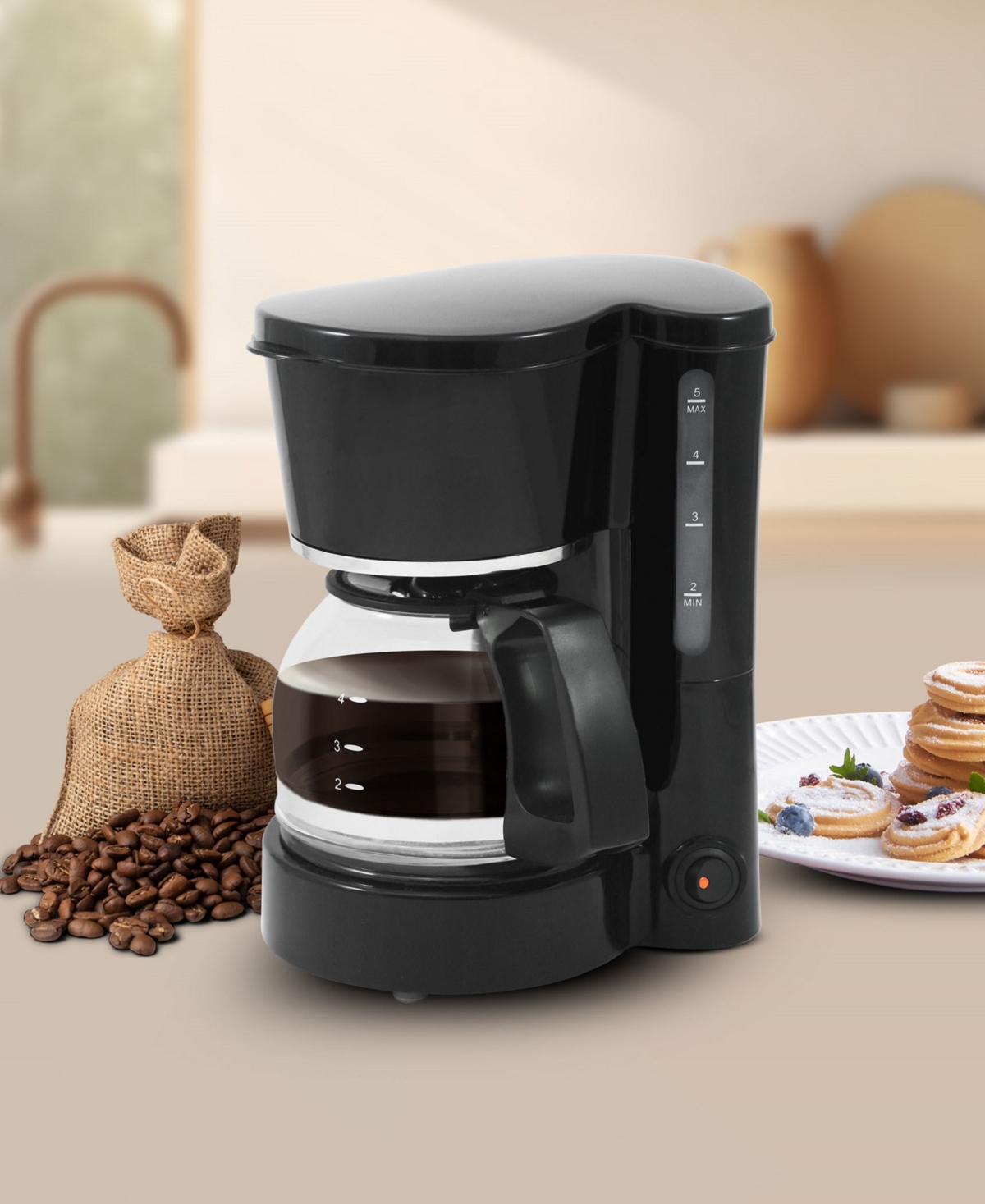 Elite Cuisine 5 Cup Pause And Serve Coffeemaker In Black