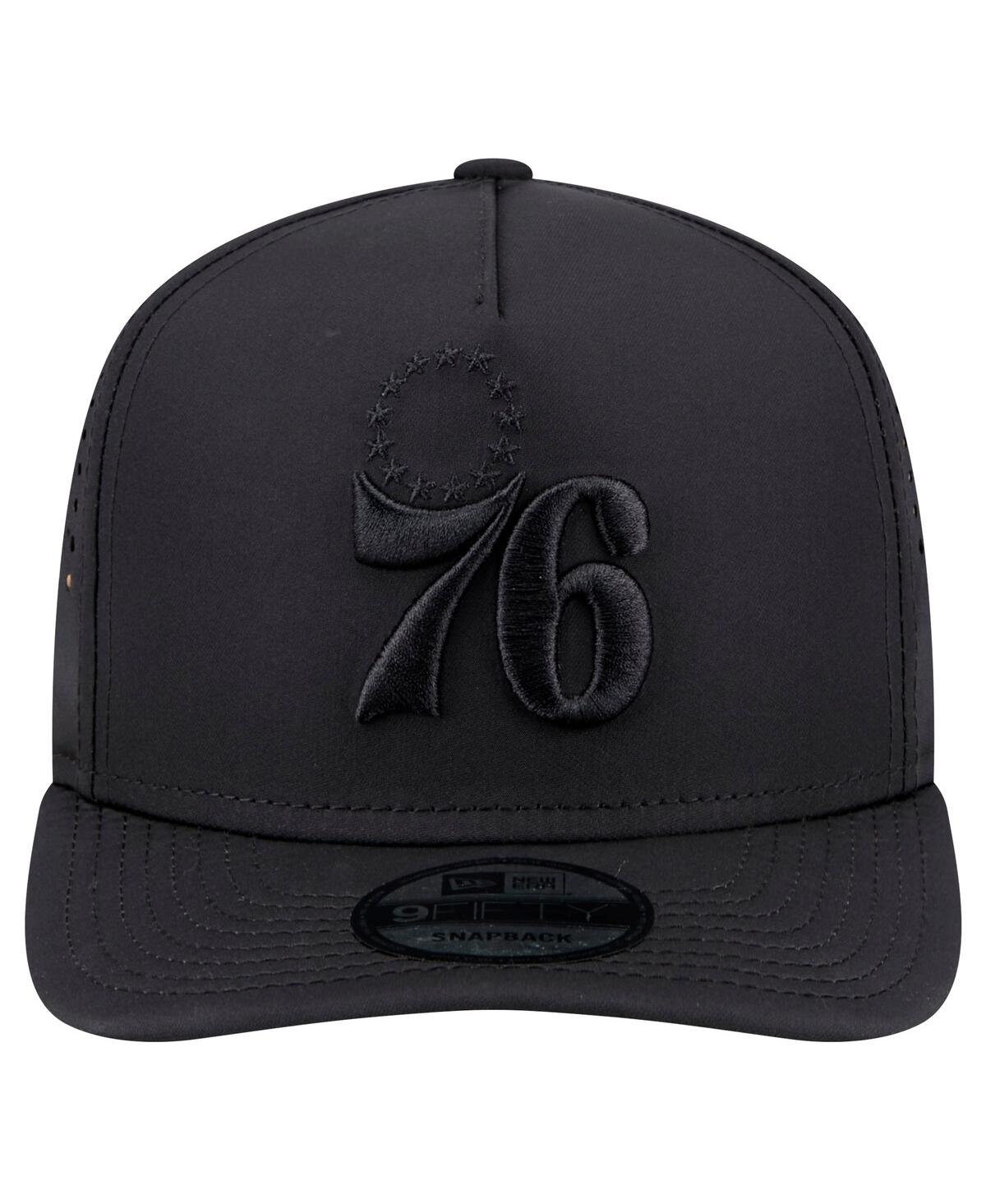 New Era Men's Black Philadelphia 76ers Vented 9fifty A-frame Snapback Hat In Black