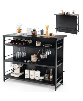 Kitchen Island with 4-Tier Storage Shelf and Long Footrest Stylish and Functional Home Storage Solution