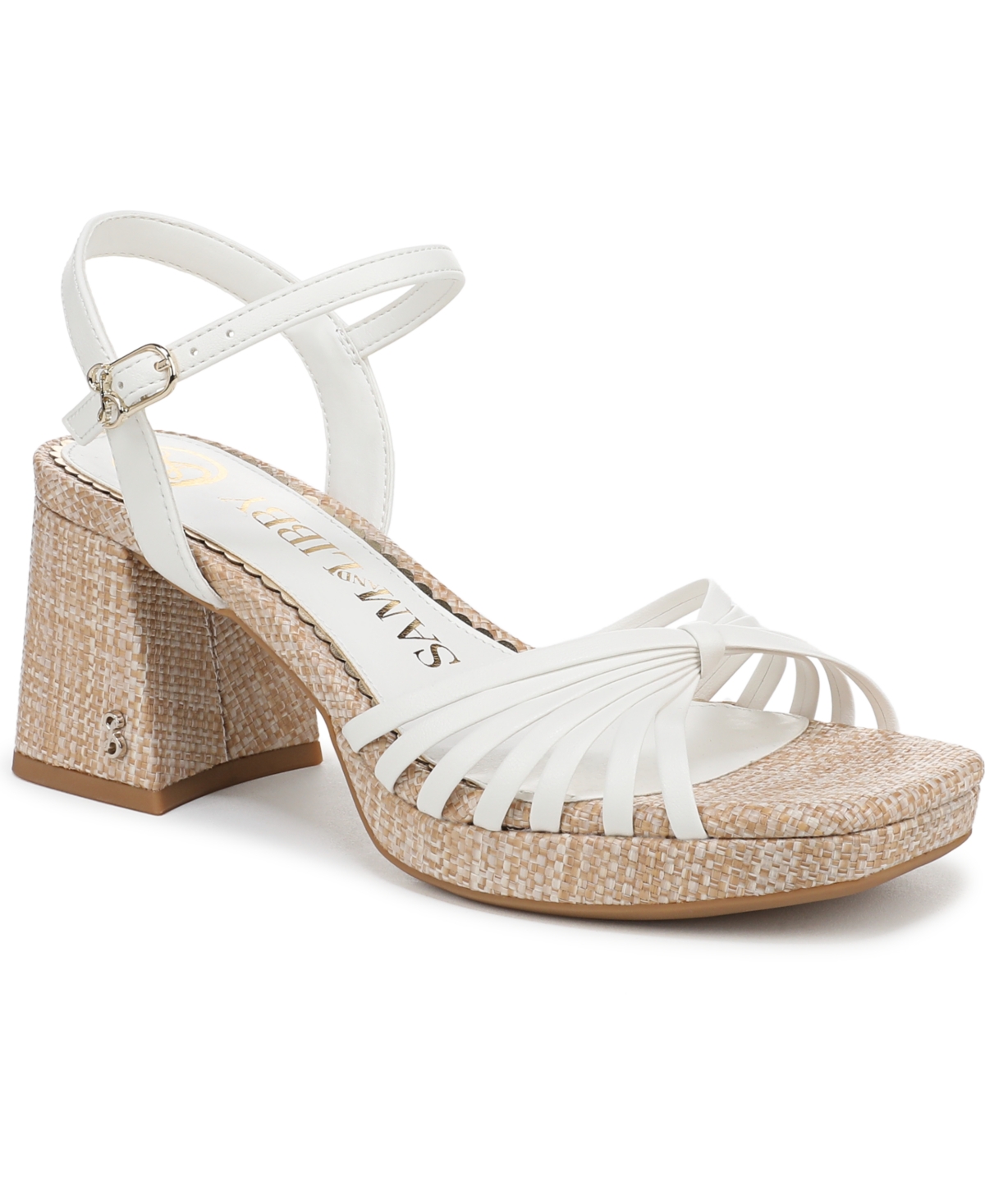 Women's Lacey Block Heel Strappy Platform Sandals - White