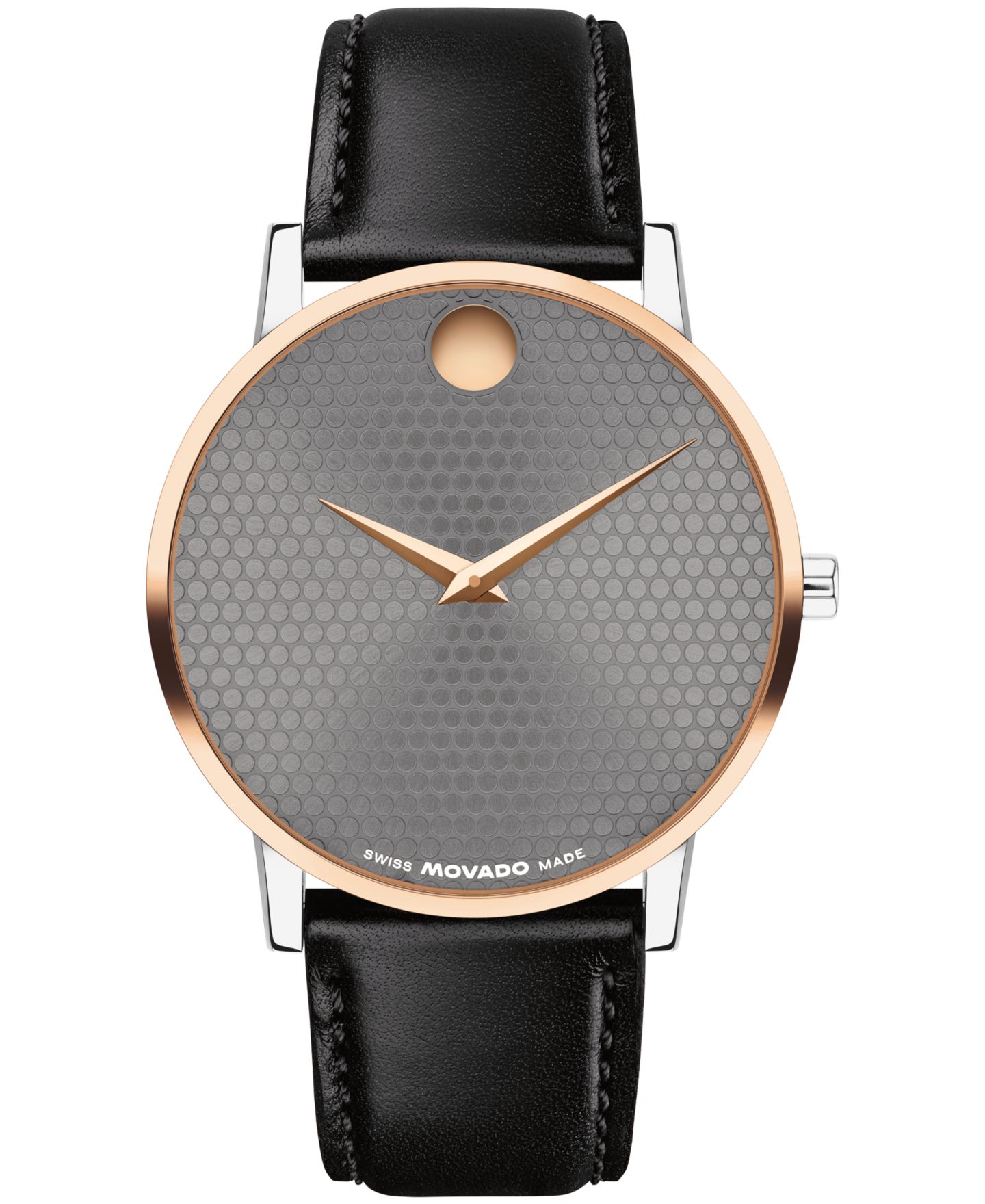 Мужские часы Movado Museum Classic Swiss Quartz Black Calfskin Watch, 40mm — фото 1