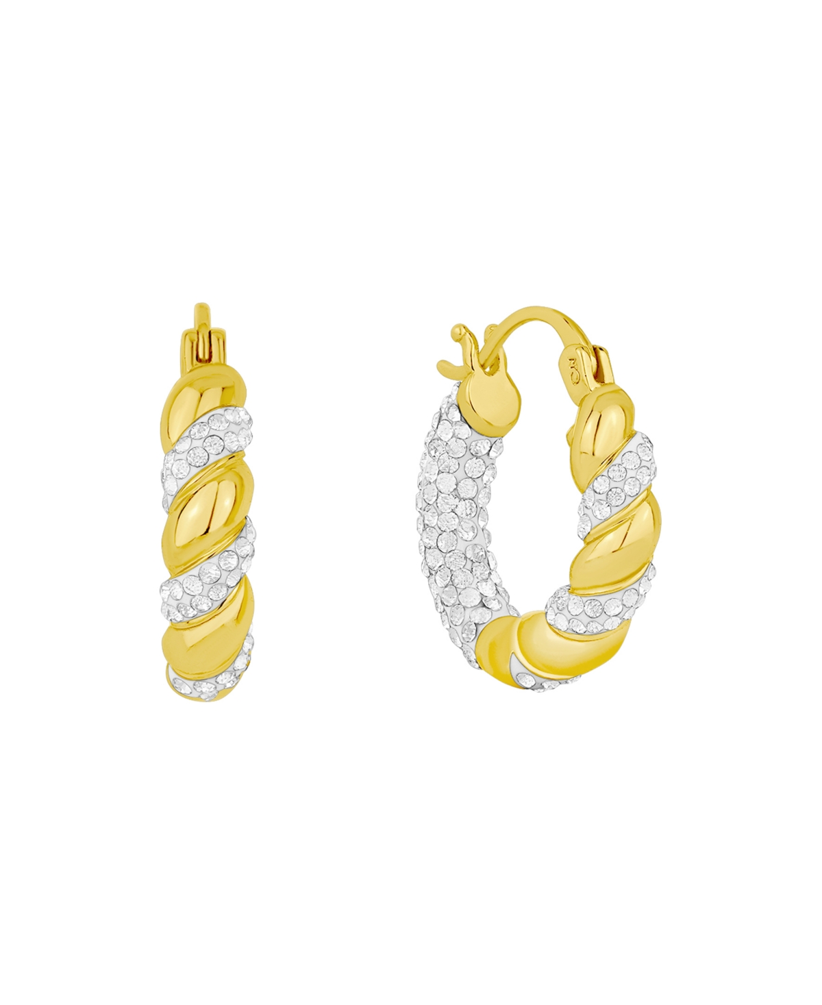 And Now This Clear Crystal Click Top Hoop Earrings In Gold