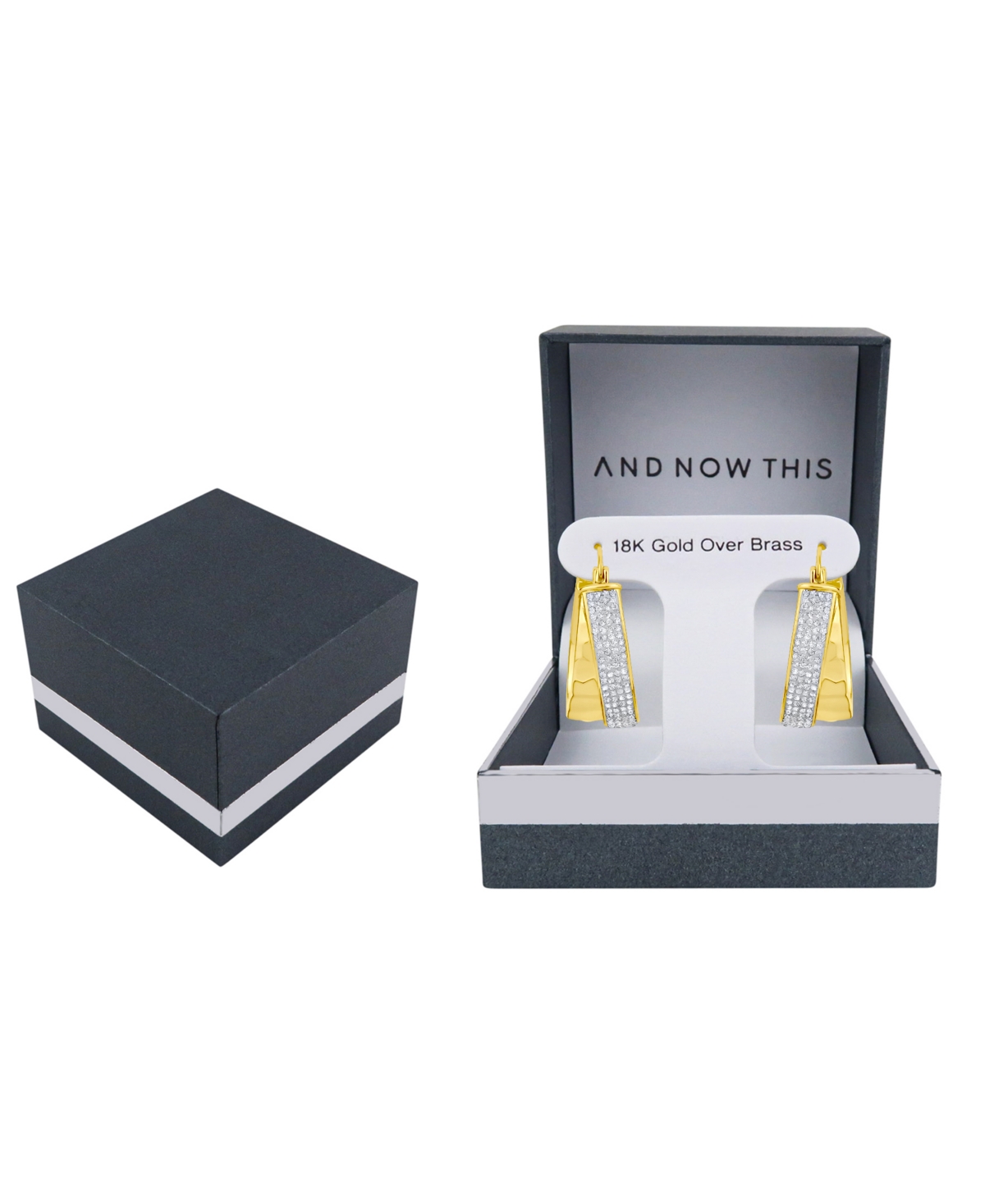 And Now This Clear Crystal Double Row Texture Hoop Earrings In Gold
