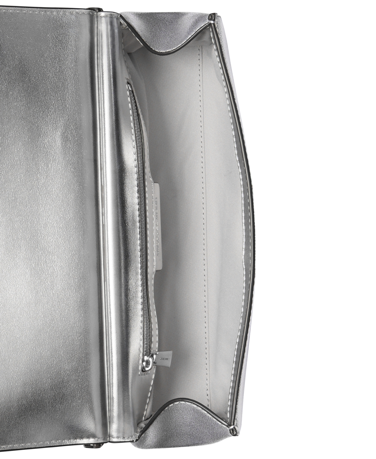 Shop Michael Kors Michael  Carmine Small Leather East West Clutch In Silver