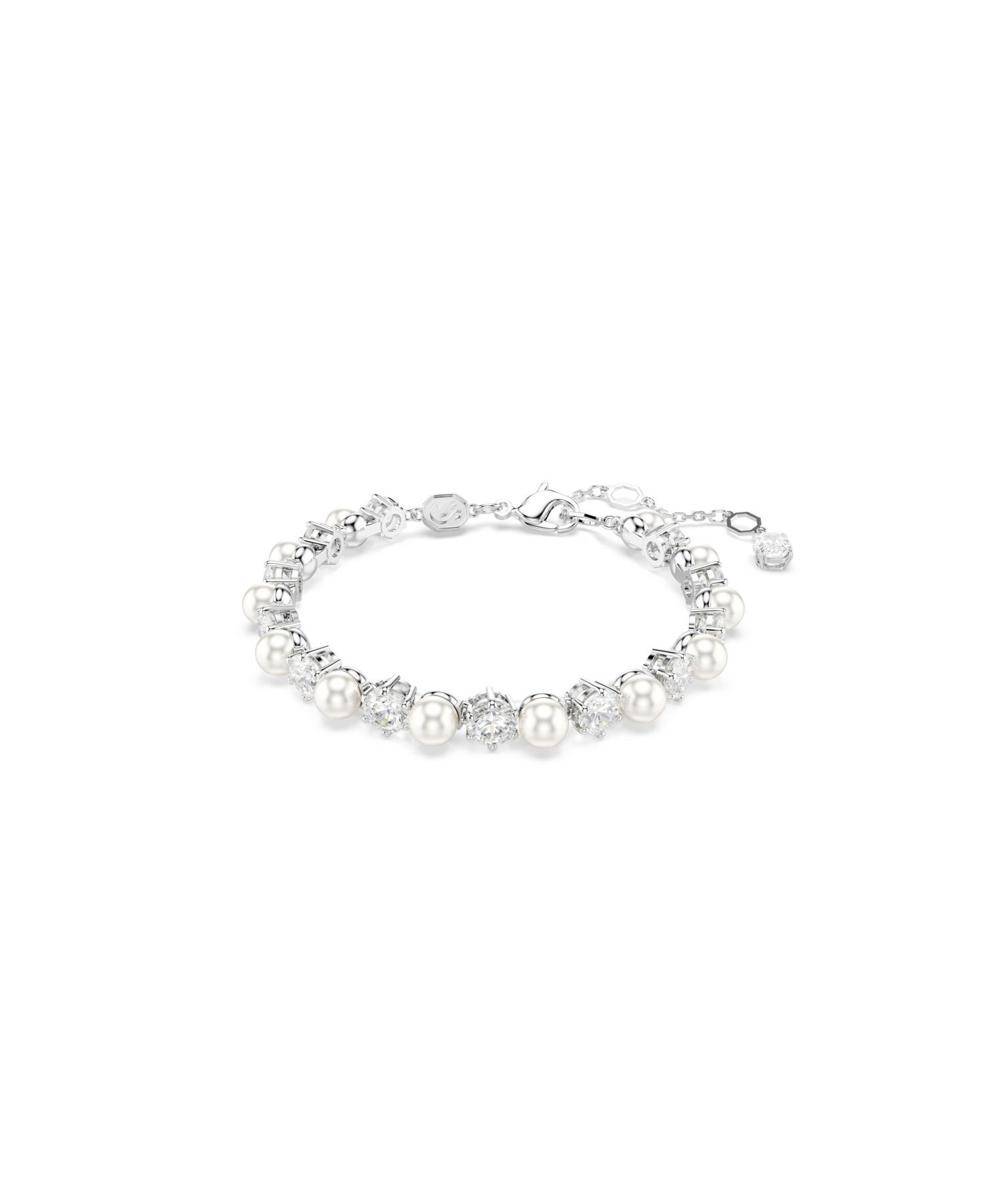 Crystal Cultivated Pearl Round Cut Tennis Bracelet