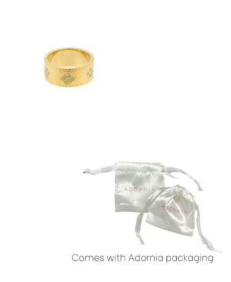 Tarnish Resistant Gold Crystal Clover Band Ring