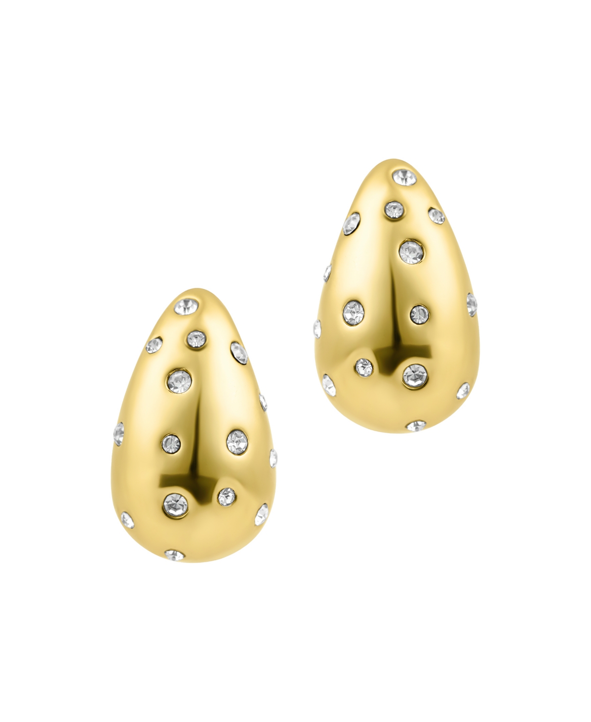 Gold Clear Crystal Teardrop Earrings - Gold