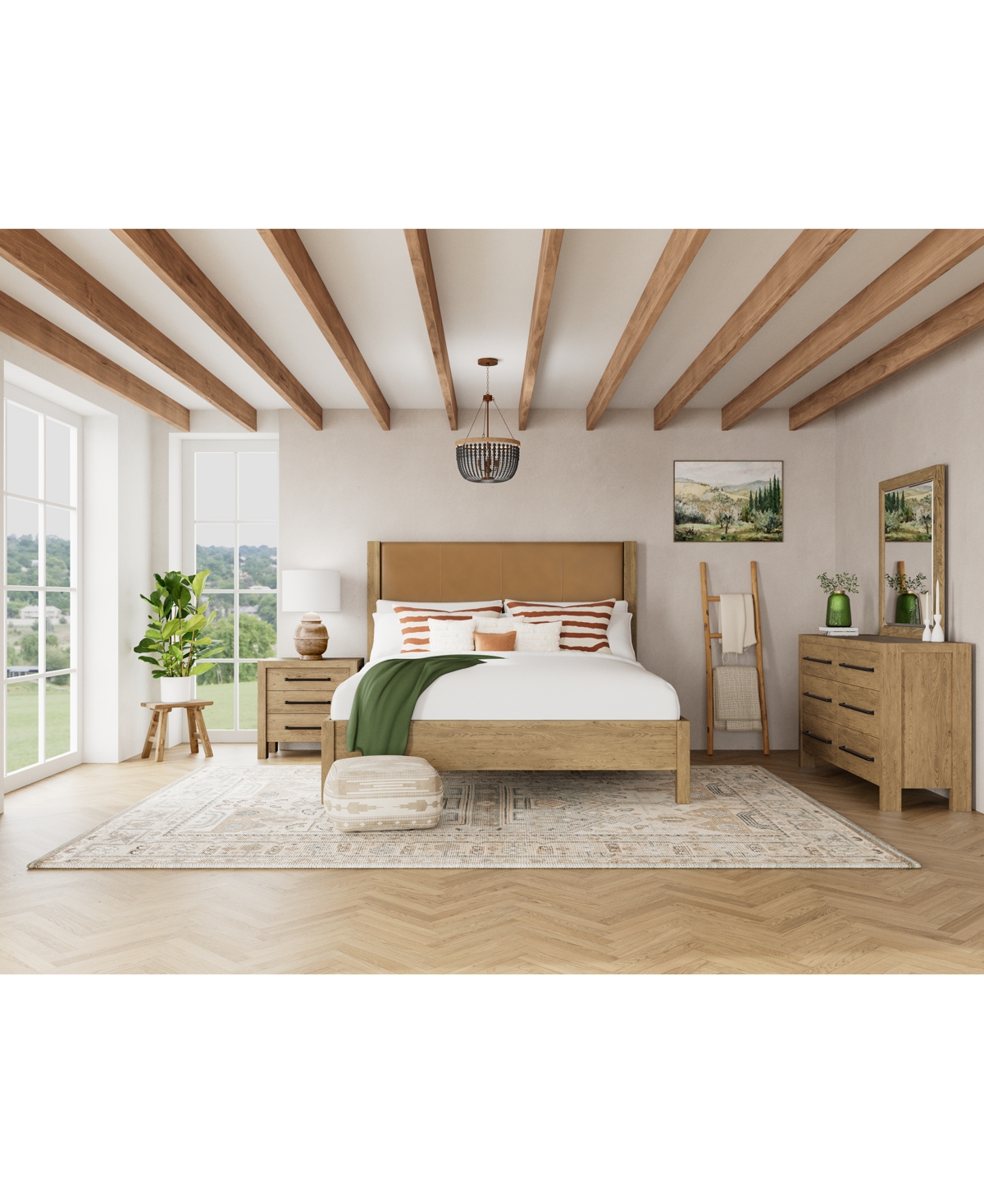 Macy's Davie 3-pc. Queen Set (leather Bed, Dresser & 3-drawer Nightstand), Created For  In Brown