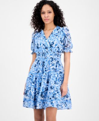 Women's Printed Smocked-Waist Fit & Flare Dress