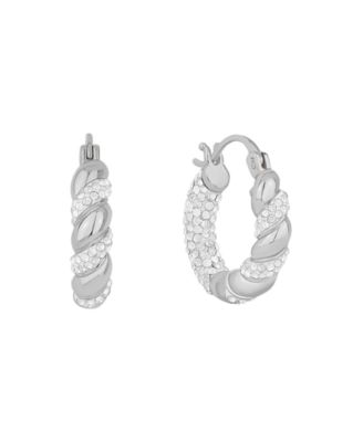 Clear Crystal Click Top Hoop Earrings