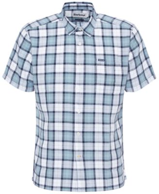Men's Midfield Relaxed Fit Short Sleeve Linen Tartan Button-Front Shirt