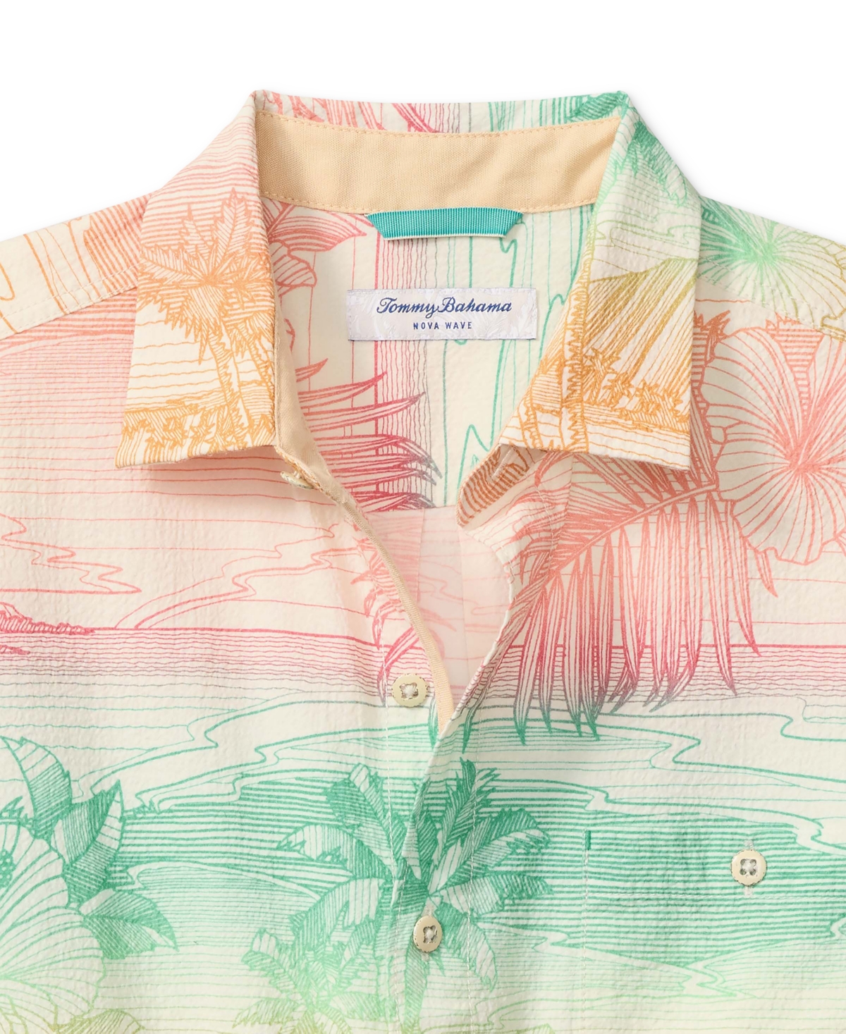Tommy Bahama Nova Wave Corsica Coast Short Sleeve Cotton Blend Seersucker Button-up Shirt In Multi