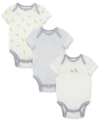 Little Me - Baby Safari Short-Sleeve Cotton Bodysuits, Pack of 3