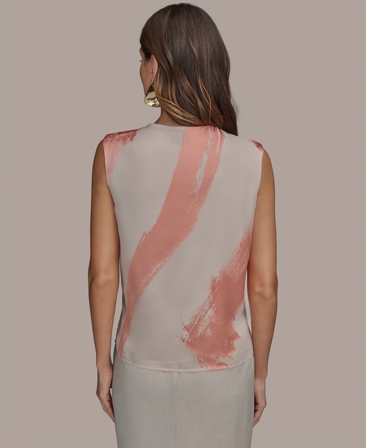 Shop Donna Karan Women's Paintstroke Burnout Sleeveless Top, Regular & Petite Sizes In Sisal,apricot